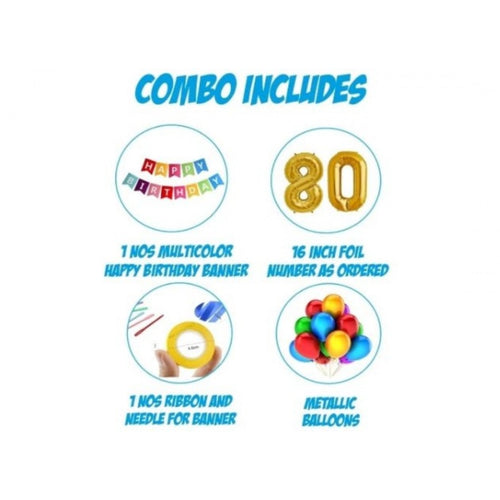 Generic 5Th Happy Birthday Decoration Combo With Multi Color Banner (Multicolor)