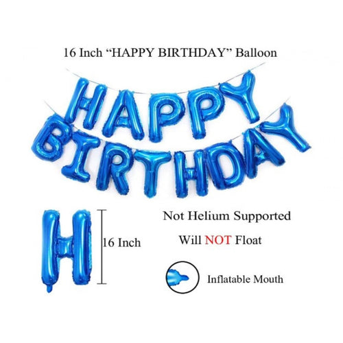 Generic 6Th Happy Birthday Decoration Combo With Foil And Star Balloons (Blue, Silver)