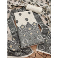 Generic Women's Banarasi Silk Printed Unstitched Salwar Suit Material With Dupatta (Black, 3Mtrs)