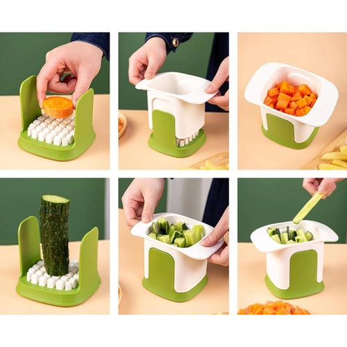 Generic ABS Plastic Solid Hand Pressure Vegetable Chopper and Dicer (Green-White)