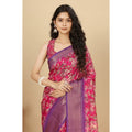 Generic Women's Cotton Silk Floral Printed Saree With Unstitched Blouse 5.5Mtr (Pink)